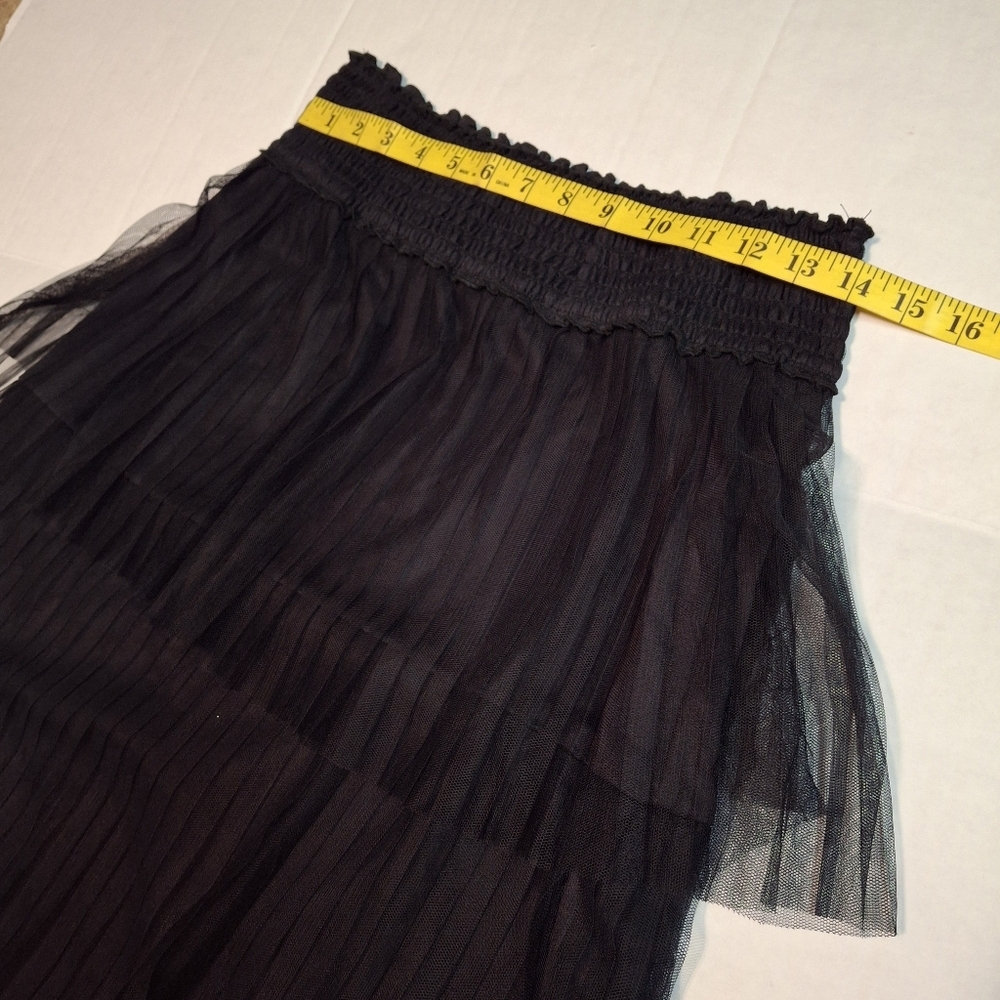 Favlux Ruffled 3-Tier Tulle Midi Black Skirt Women Size Medium - Picture 11 of 14